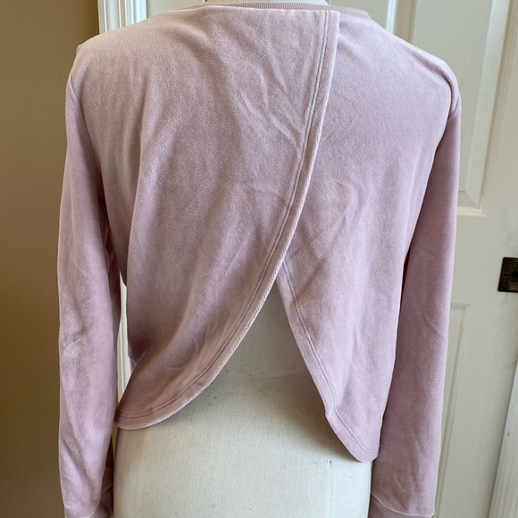 Victoria’s Secret velour pink soft cross back sweatshirt lounge top, S - Picture 2 of 3